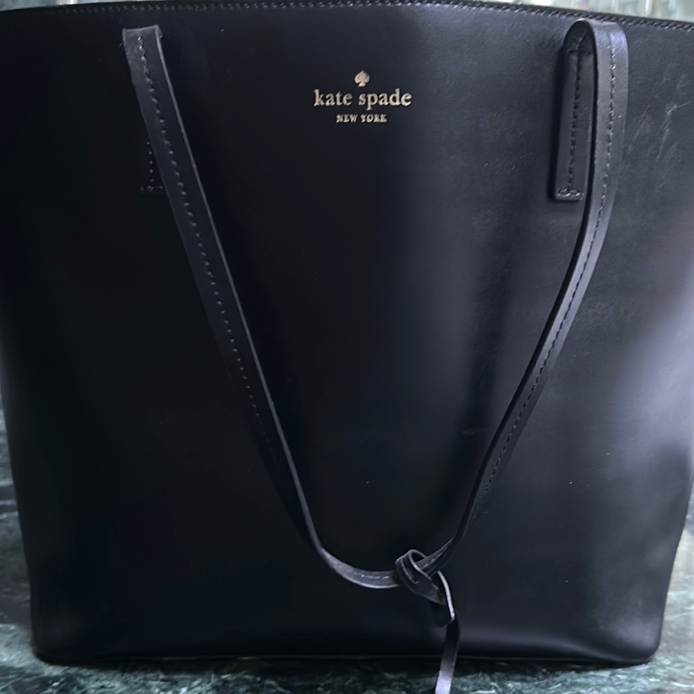 Kate Spade Black Leather Structured Tote
